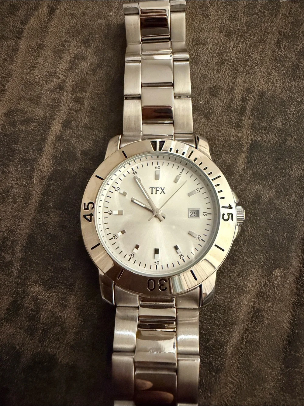 Men’s Silver Stainless Steel Bracelet Watch - Silver Dial